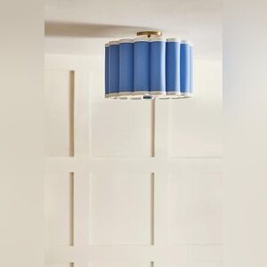 Anthropologie Scalloped Fabric Flush Mount Ceiling Light